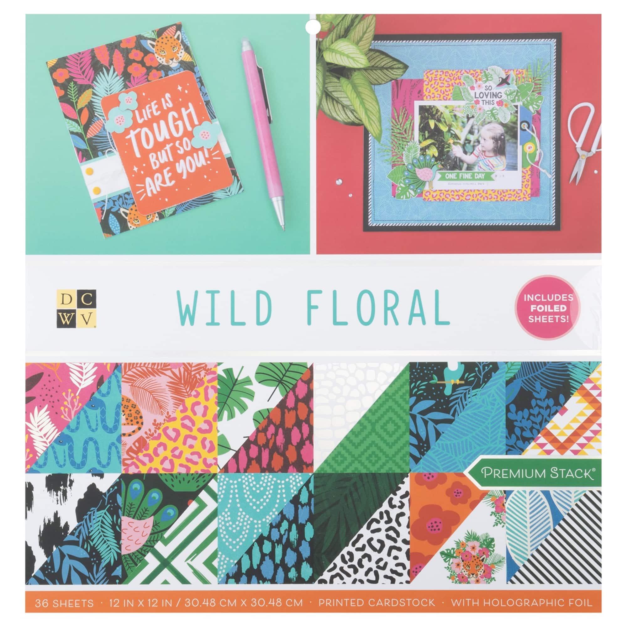 DCWV® 12" x 12" Premium Paper Wild Floral, 36 Sheets